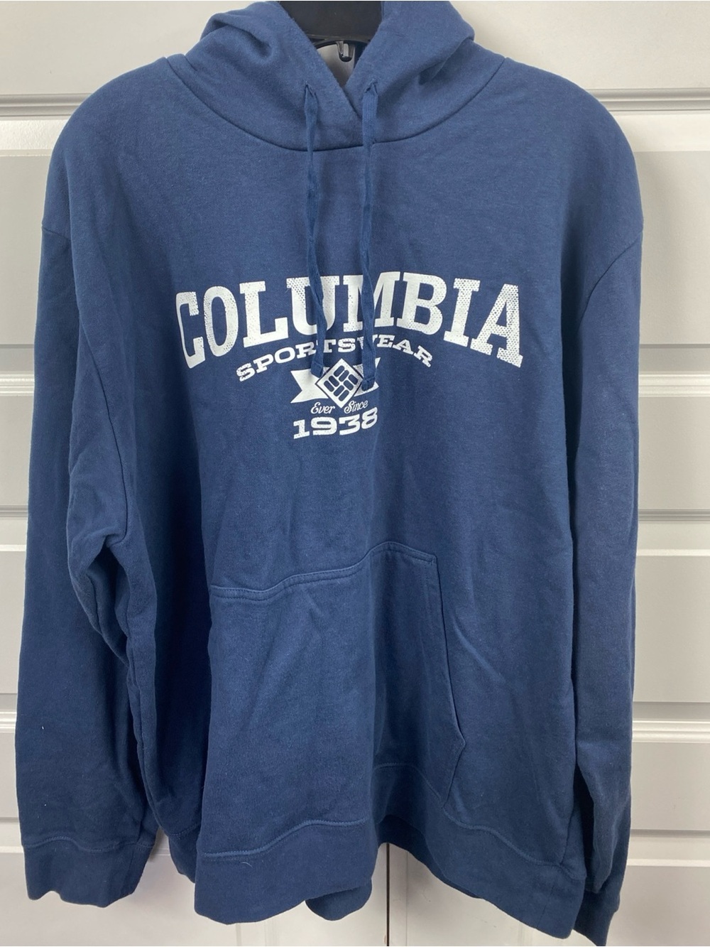Columbia Sportswear 1938 Hoodie Mens Graphic Print Navy Blue XL Extra Large